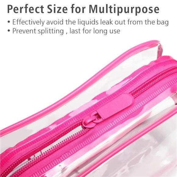 Clear Makeup Bag Zipper 3 Pack Beauty Clear Cosmetic Bag TSA Approved Toiletry - Picture 2 of 5